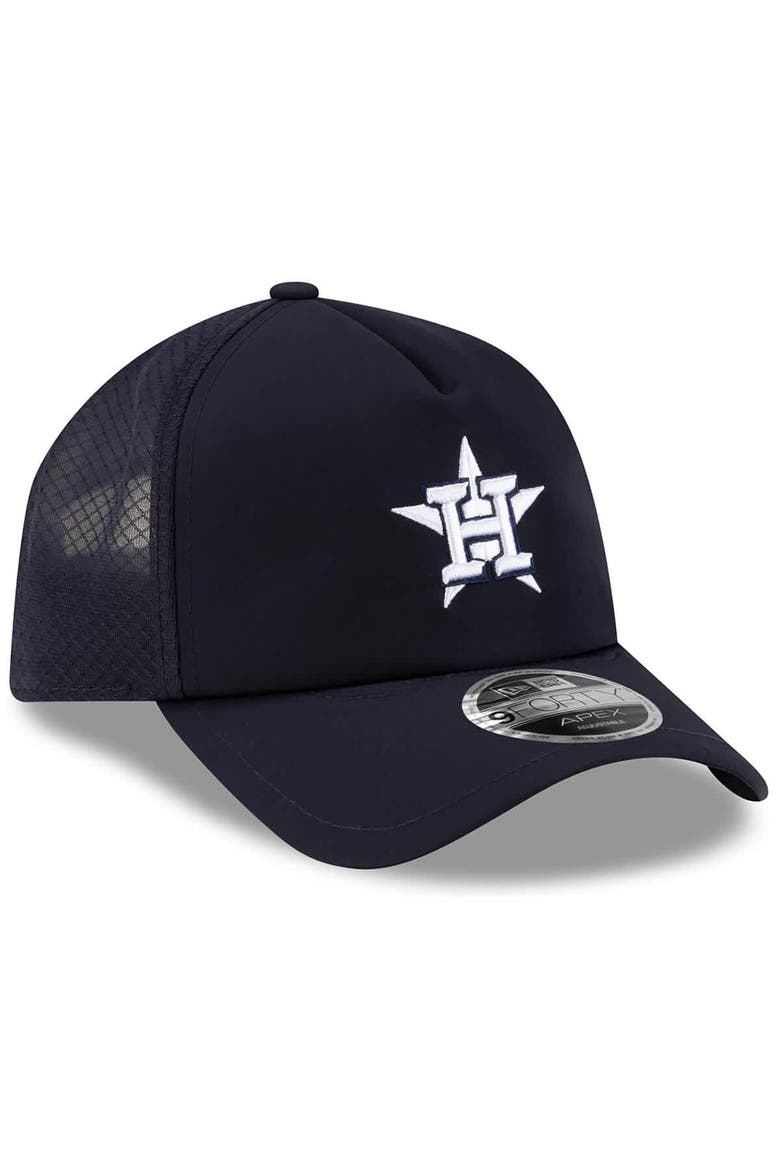 Men's New Era Navy Houston Astros 2026 Batting Practice Apex 9FORTY Adjustable Trucker Hat, Alternate, color, Navy