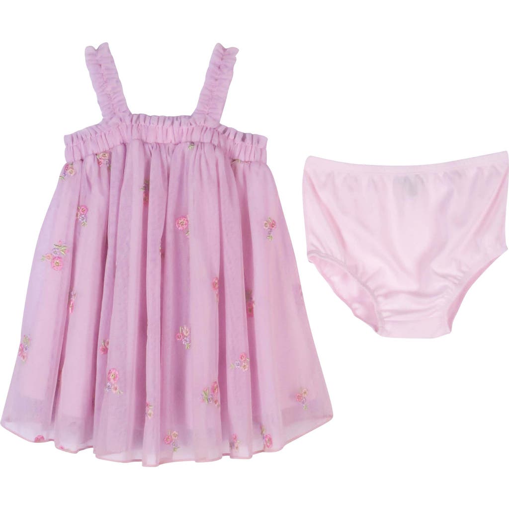 Zunie Embroidered Float Dress With Bloomers In Orchid Multi