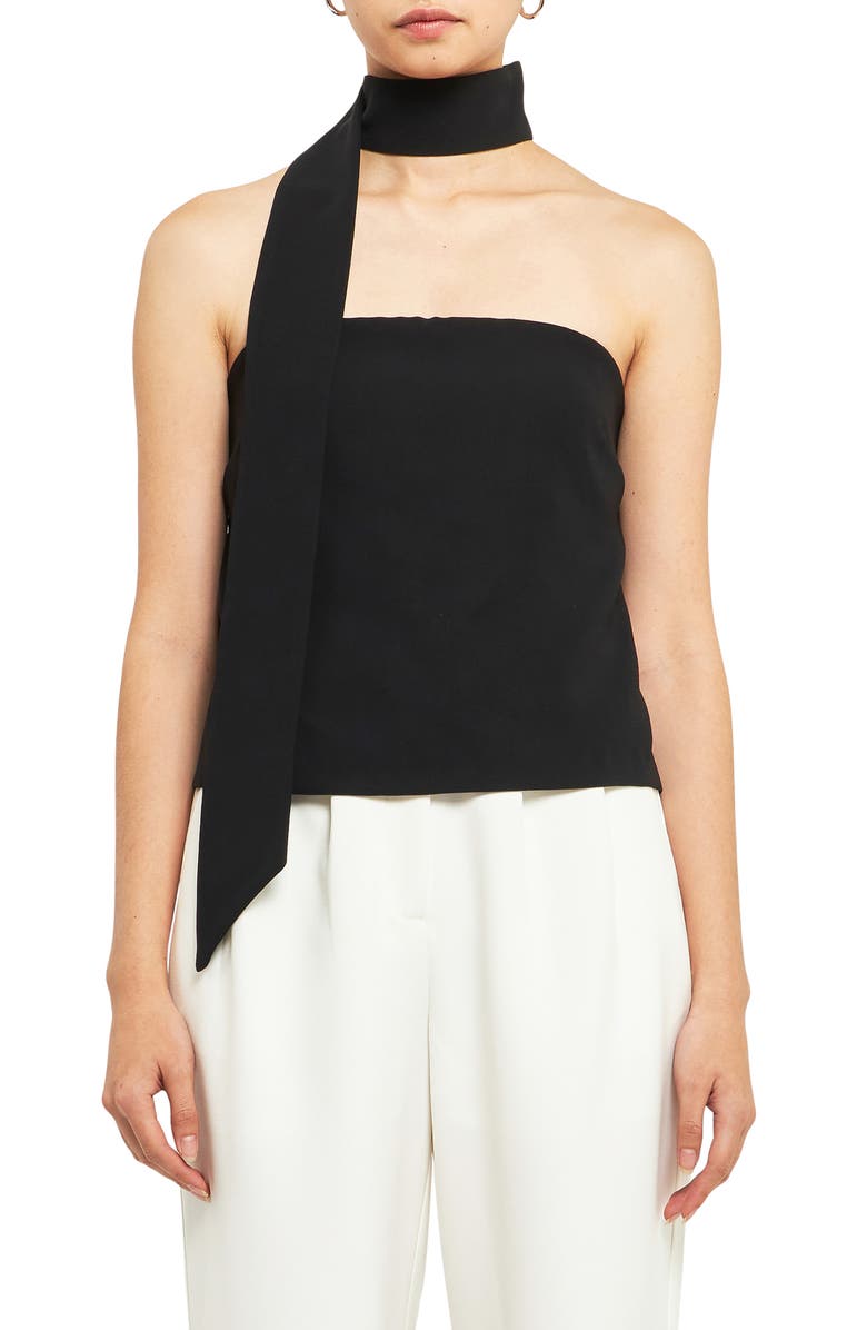 Grey Lab Choker Tie Top, Main, color, 