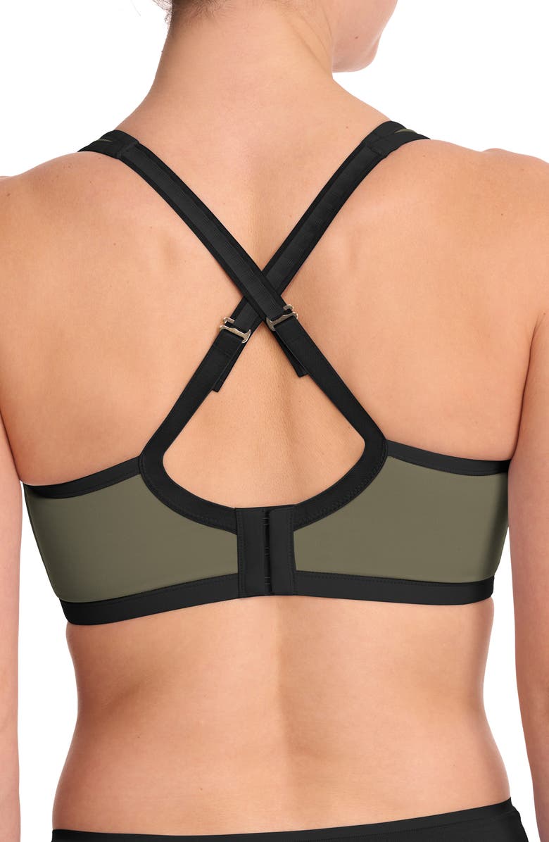 Natori Yogi Convertible Sports Bra, Alternate, color, Olive Green/ Black