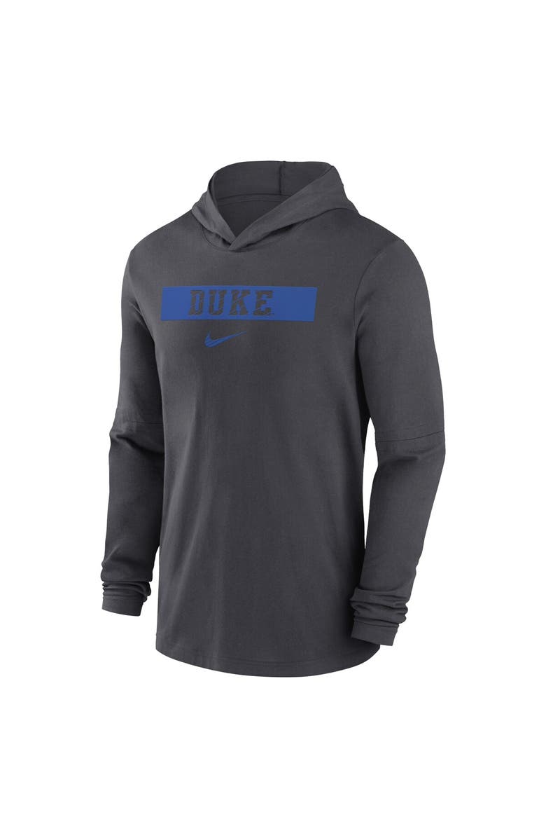 Nike Men's Nike Anthracite Duke Blue Devils 2024 Sideline Hoodie Performance Long Sleeve T-Shirt, Alternate, color, Anthracite
