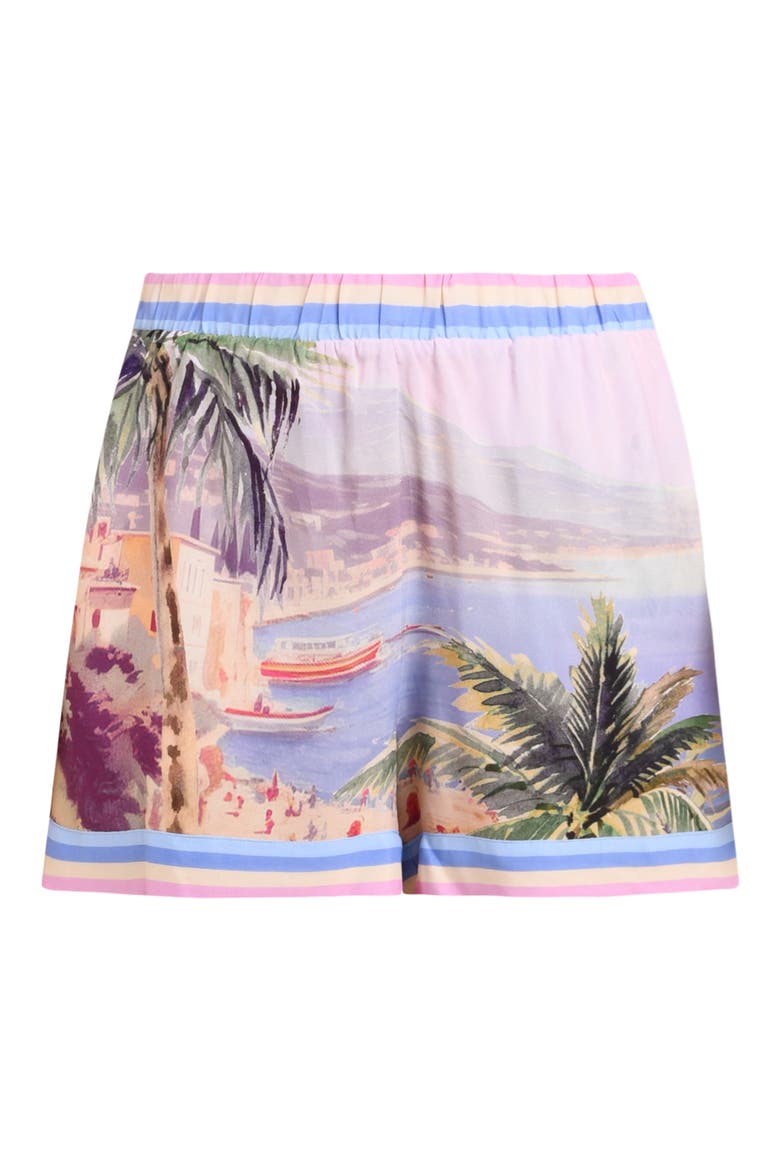 Enyo Postcard Print Cover-Up Shorts, Alternate, color, PINK MULTI