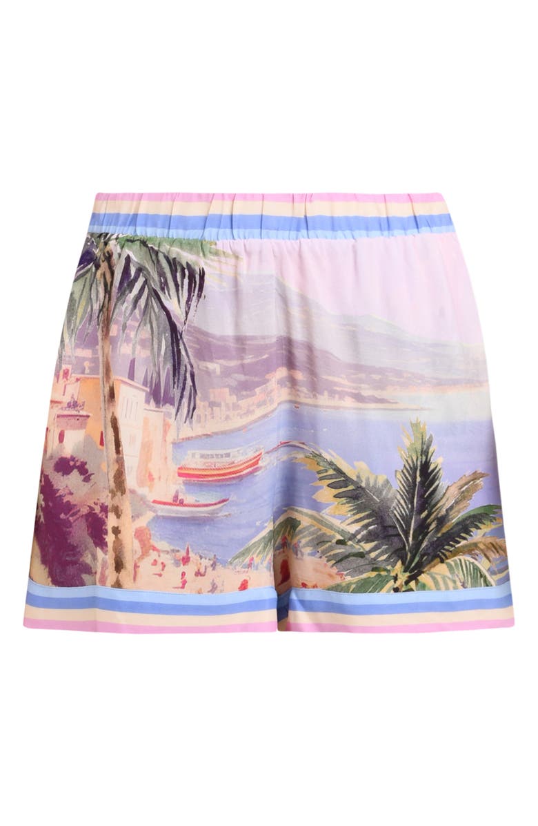L'AGENCE Enyo Postcard Print Cover-Up Shorts, Alternate, color, 