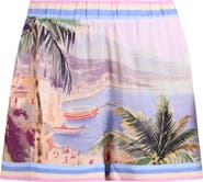 L'AGENCE Enyo Postcard Print Cover-Up Shorts