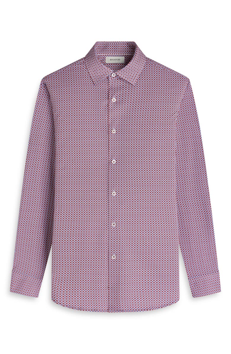 Bugatchi Jules OoohCotton<sup>®</sup> Medallion Print Button-Down Shirt, Alternate, color, Coral