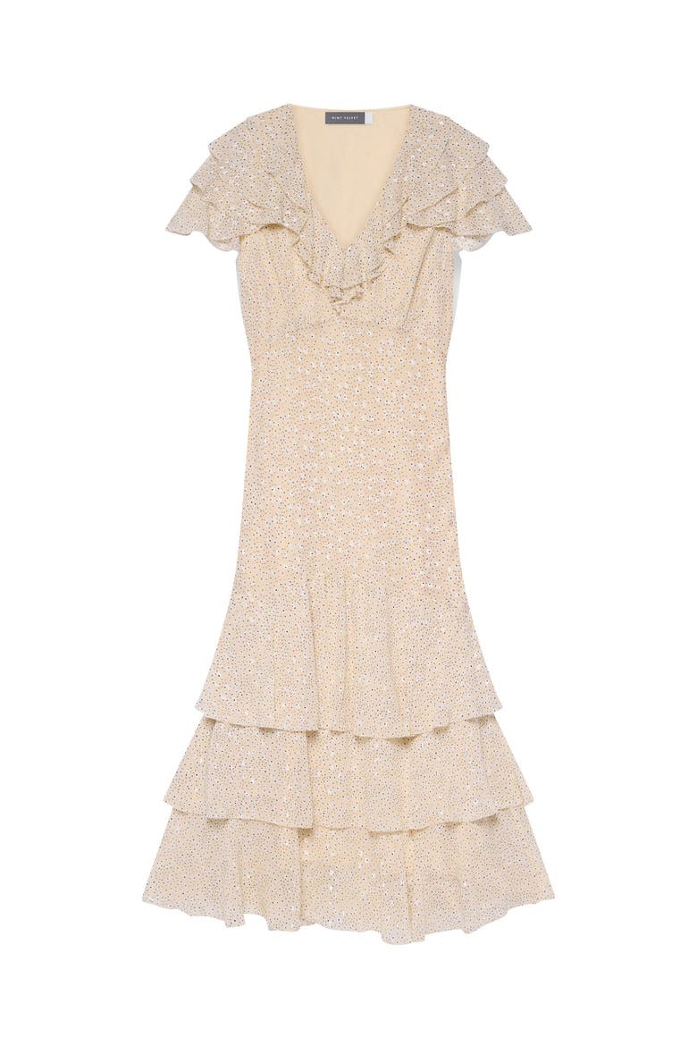 Ruffle Print Midi Dress, Alternate, color, Yellow