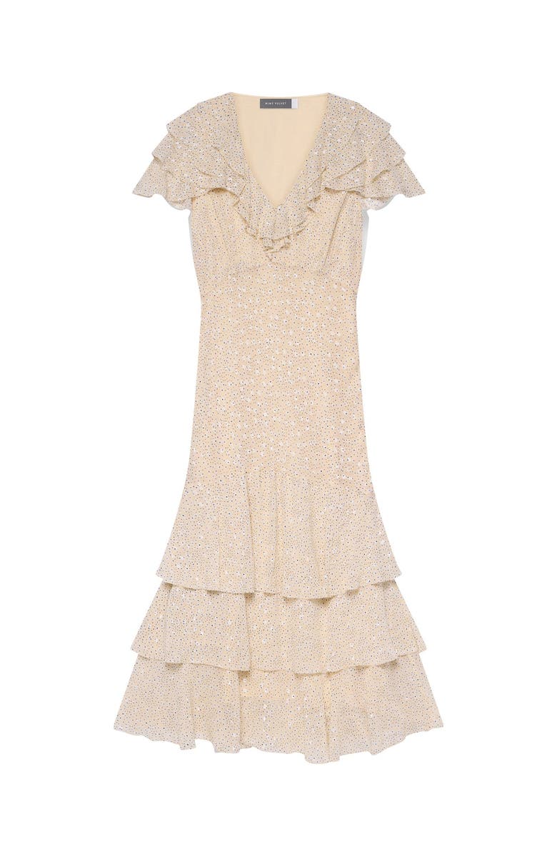 MINT VELVET Ruffle Print Midi Dress, Alternate, color, Yellow