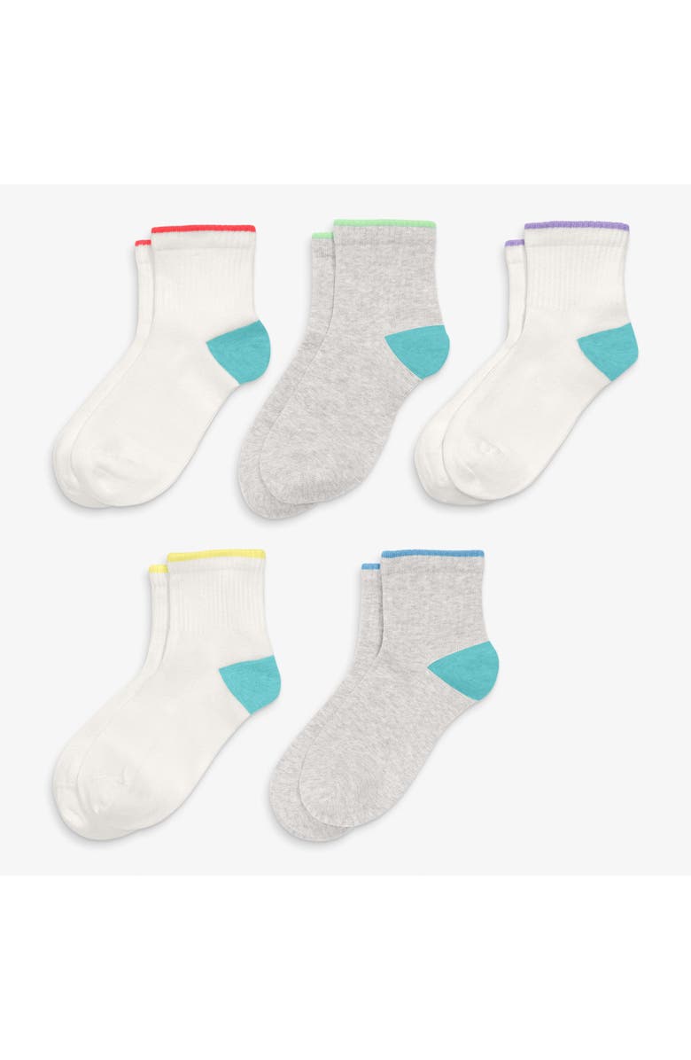 Primary Kids Rainbow Quarter Sock 5-Pack, Alternate, color, Primary Rainbow Mix