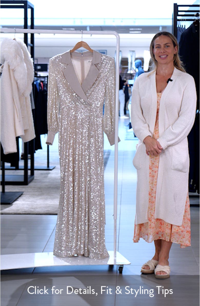 Sequin Long Sleeve Shirtdress Gown, sales video thumbnail