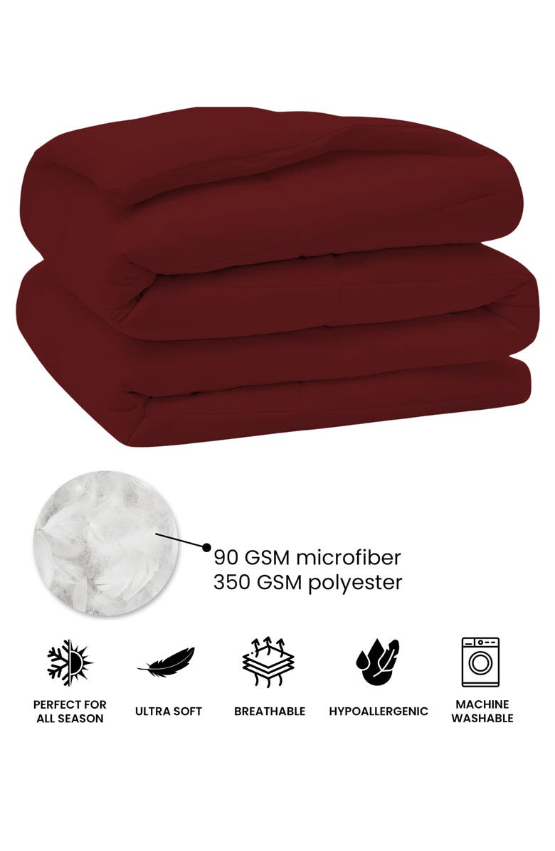 Luxury Home All Seasons Down Alternative Comforter, Alternate, color, Burgundy