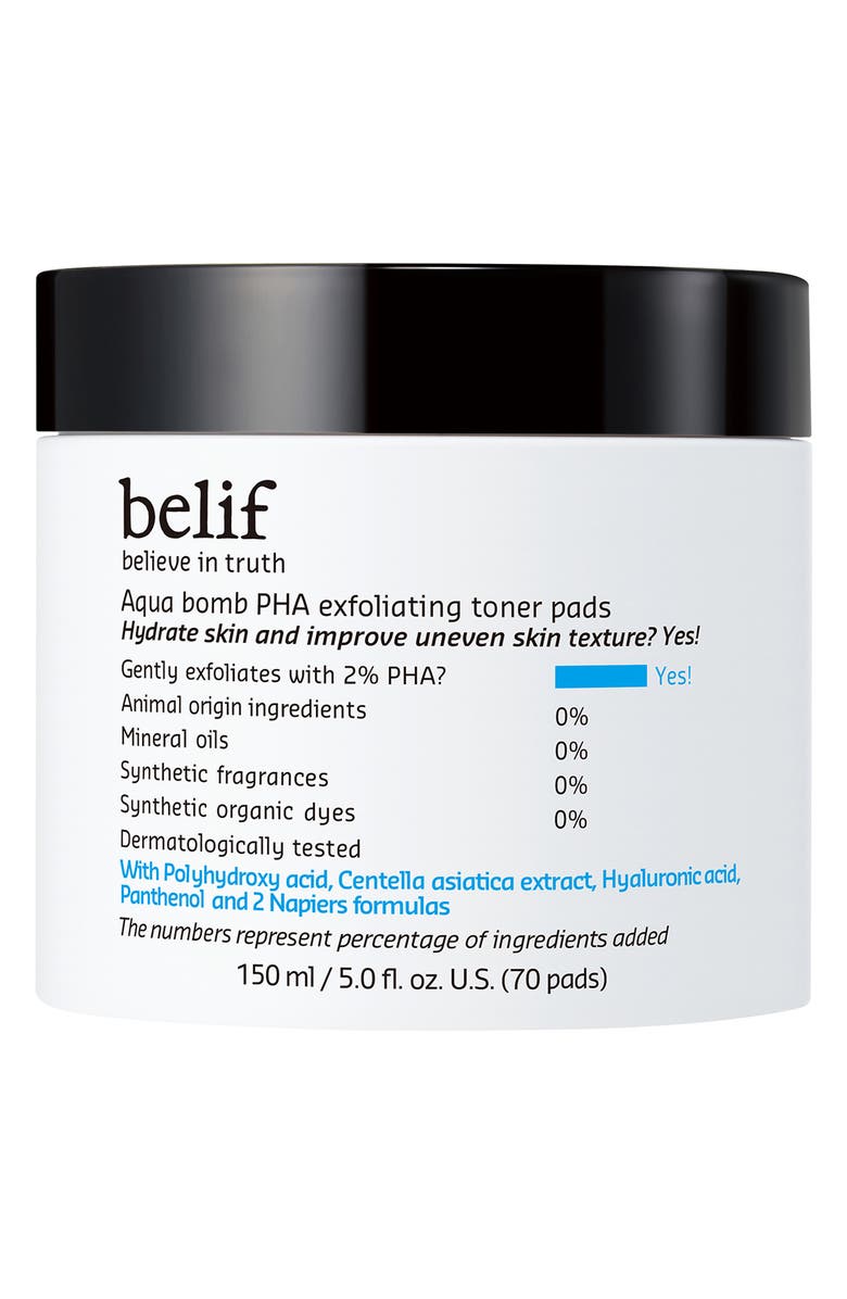 belif Aqua Bomb PHA Exfoliating Toner Pads, Main, color, 