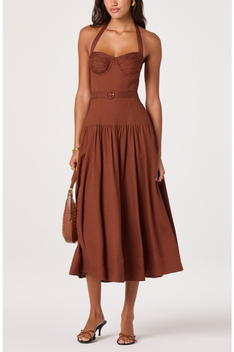Katinka Halter Midi Dress, Main, color, RUST