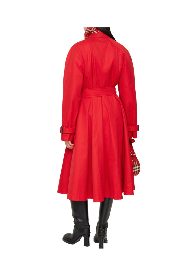 Long Gabardine Ellingham Fit-and-flare Car Coat, Alternate, color, Crayon red