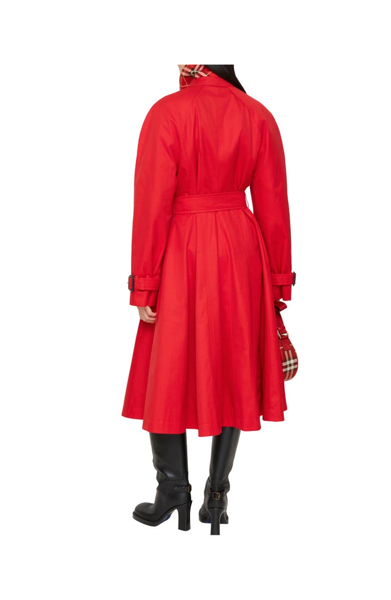 Burberry Long Gabardine Ellingham Fit-and-flare Car Coat, Alternate, color, Crayon Red