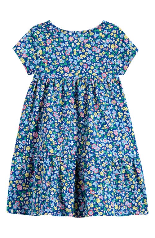 Mini Boden Kids' Ariel Floral Twirly Jersey Dress In Sapphire Blue Nautical Floral