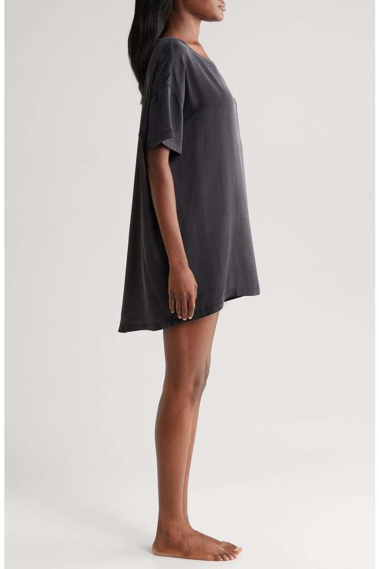 Oversize Silk Sleepshirt, Alternate, color, IMMERSED BLACK