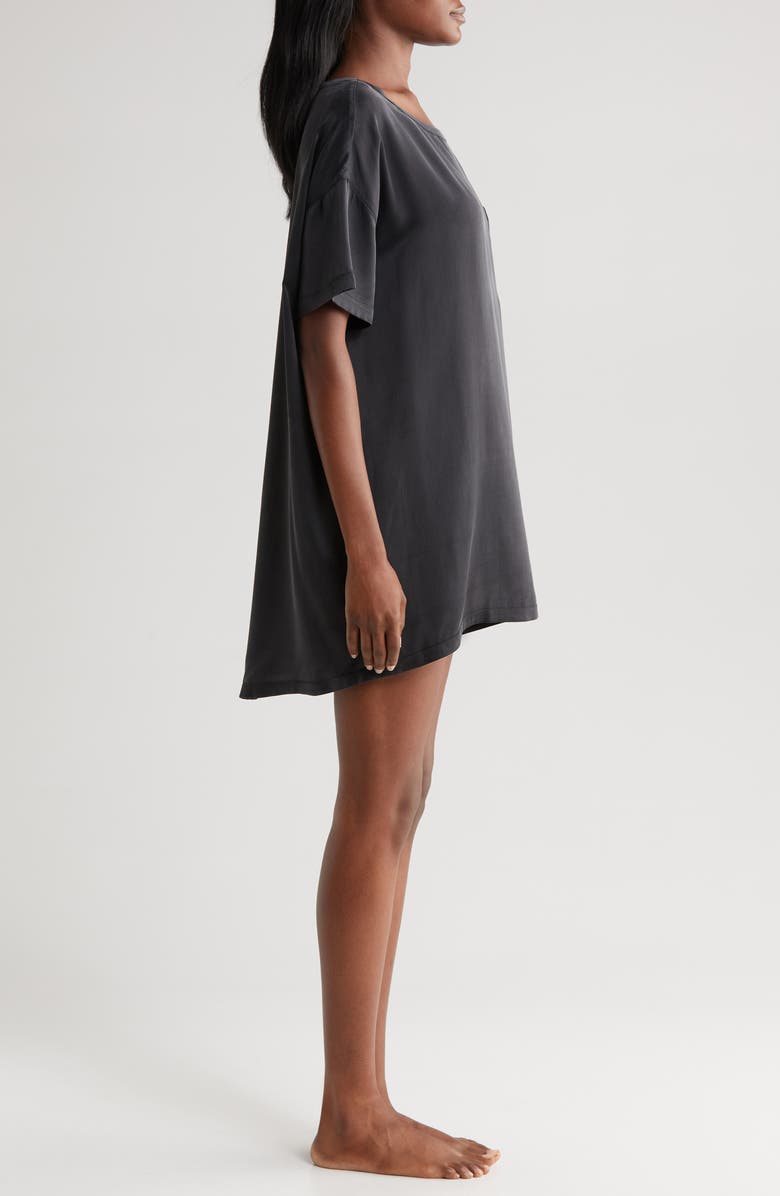 Lunya Oversize Silk Sleepshirt, Alternate, color, Immersed Black