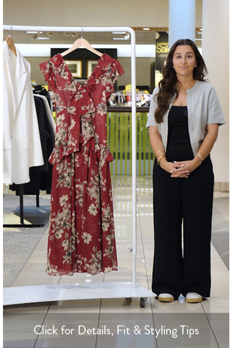 Floral Ruffle Chiffon Midi Dress video