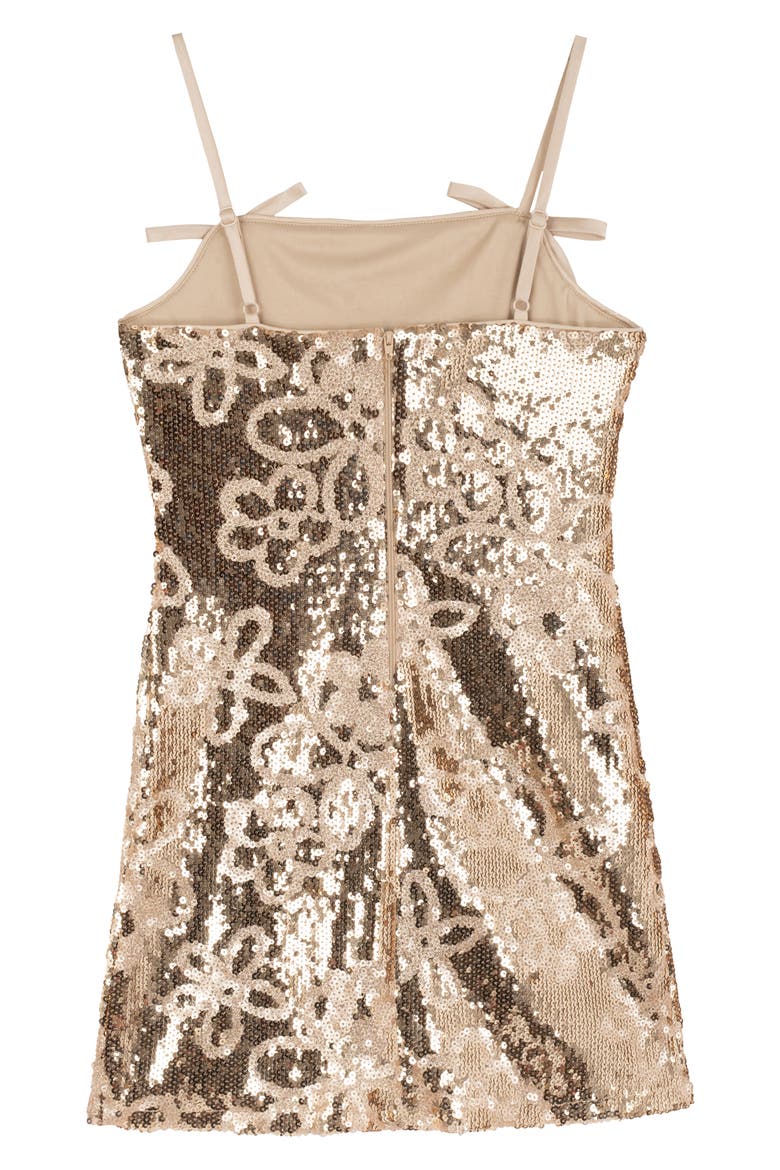 Kids' Stella Flower Sequin Shift Dress, Alternate, color, GOLD