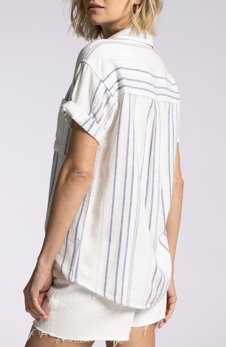 Thread 
Supply Sydney Stripe Short Sleeves Linen Blend Button-Up Shirt, Alternate, color, 