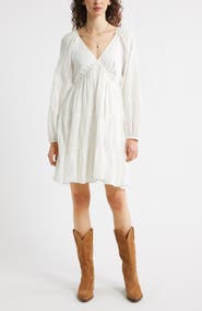 Treasure & Bond Floral Print Jacquard Long Sleeve Minidress