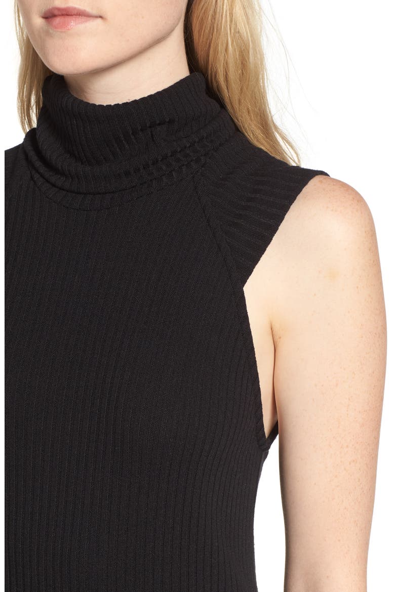 Sylvie Rib Knit Dress, Alternate, color, BLACK