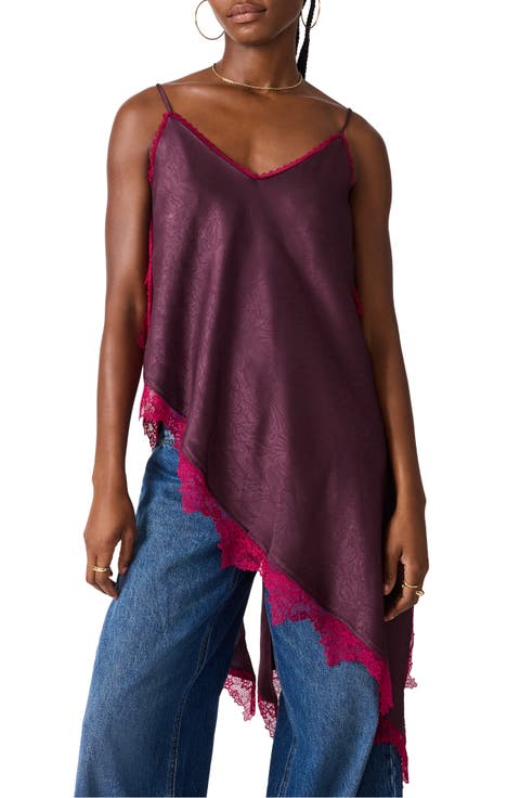 Margan Lace Trim Asymmetrical Hem Camisole
