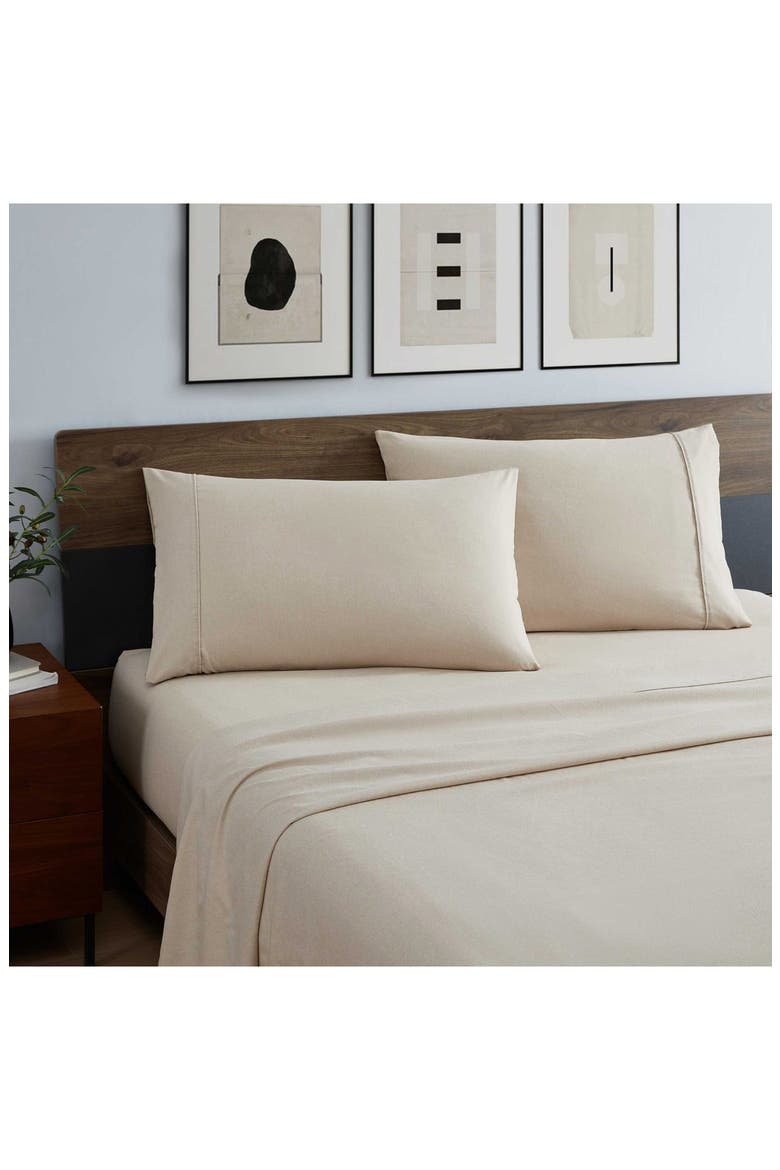 Solid Cationic Brushed Sheet Set, Alternate, color, LIGHT BEIGE