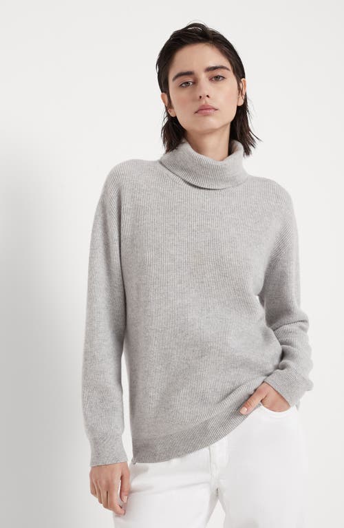 Brunello Cucinelli English Rib Knit Sweater In Light Grey