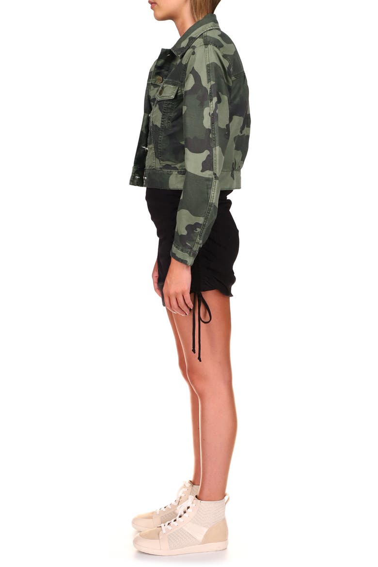 Daybreak Camo Print Linen & Cotton Blend Trucker Jacket, Alternate, color, HIKER CAMO