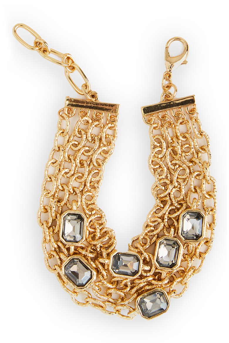 Crystal Chain Layered Bracelet, Main, color, GOLD