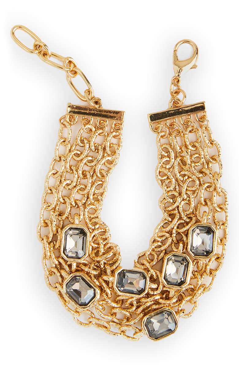 SAACHI Crystal Chain Layered Bracelet, Main, color, Gold