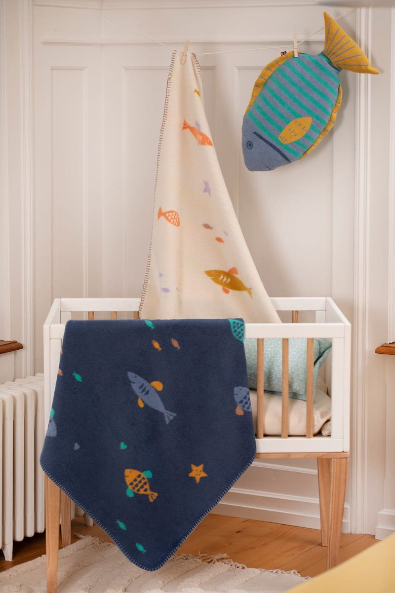 Mila School Of Fish Baby Blanket, Alternate, color, Blue