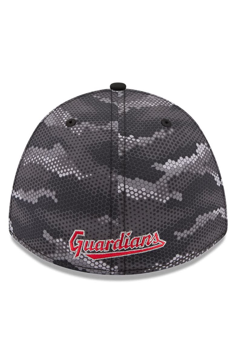 New Era Men's New Era Black Cleveland Guardians Camo 39THIRTY A-Frame Flex Hat, Alternate, color, Black