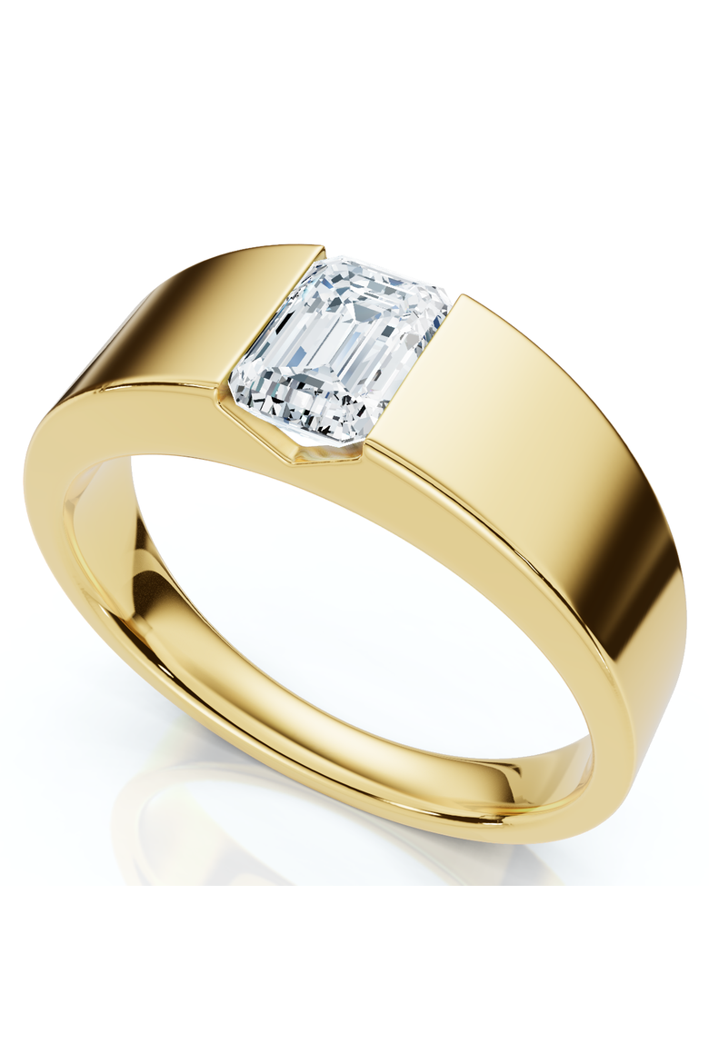 Men's 1Ct Emerald Cut Diamond Wedding Anniversary Ring 14k Gold or Platinum, Main, color, 14k Yellow Gold