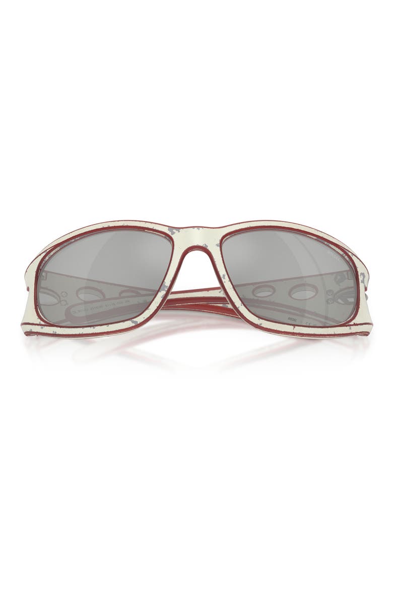 DL3012U 58mm Rectangular Sunglasses, Alternate, color, WHITE BARRELLING RED / SILVER