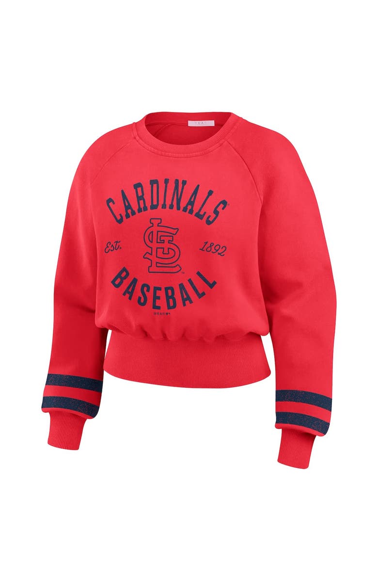 WEAR by Erin Andrews Women's WEAR by Erin Andrews  Red St. Louis Cardinals Vintage Washed Cropped Pullover Sweatshirt, Alternate, color, Red