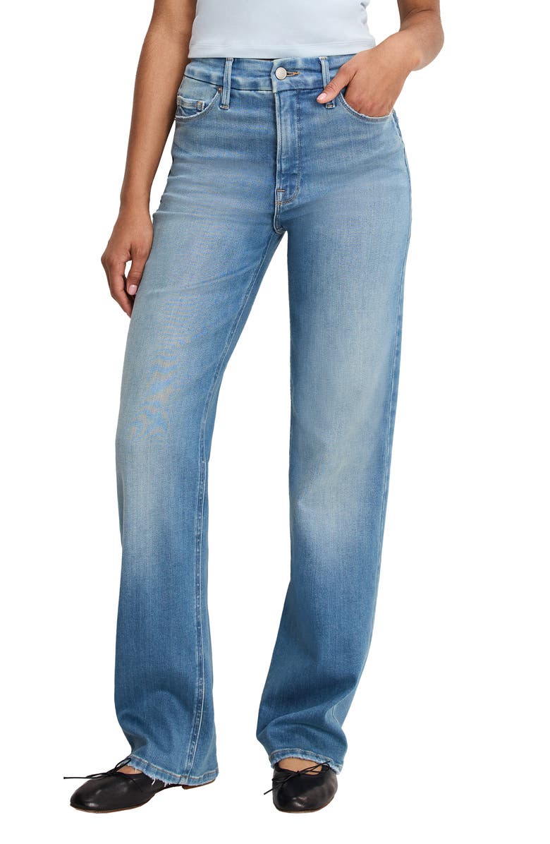 Good American Soft-Tech Good True Relaxed Straight Leg Jeans, Main, color, Indigo1125