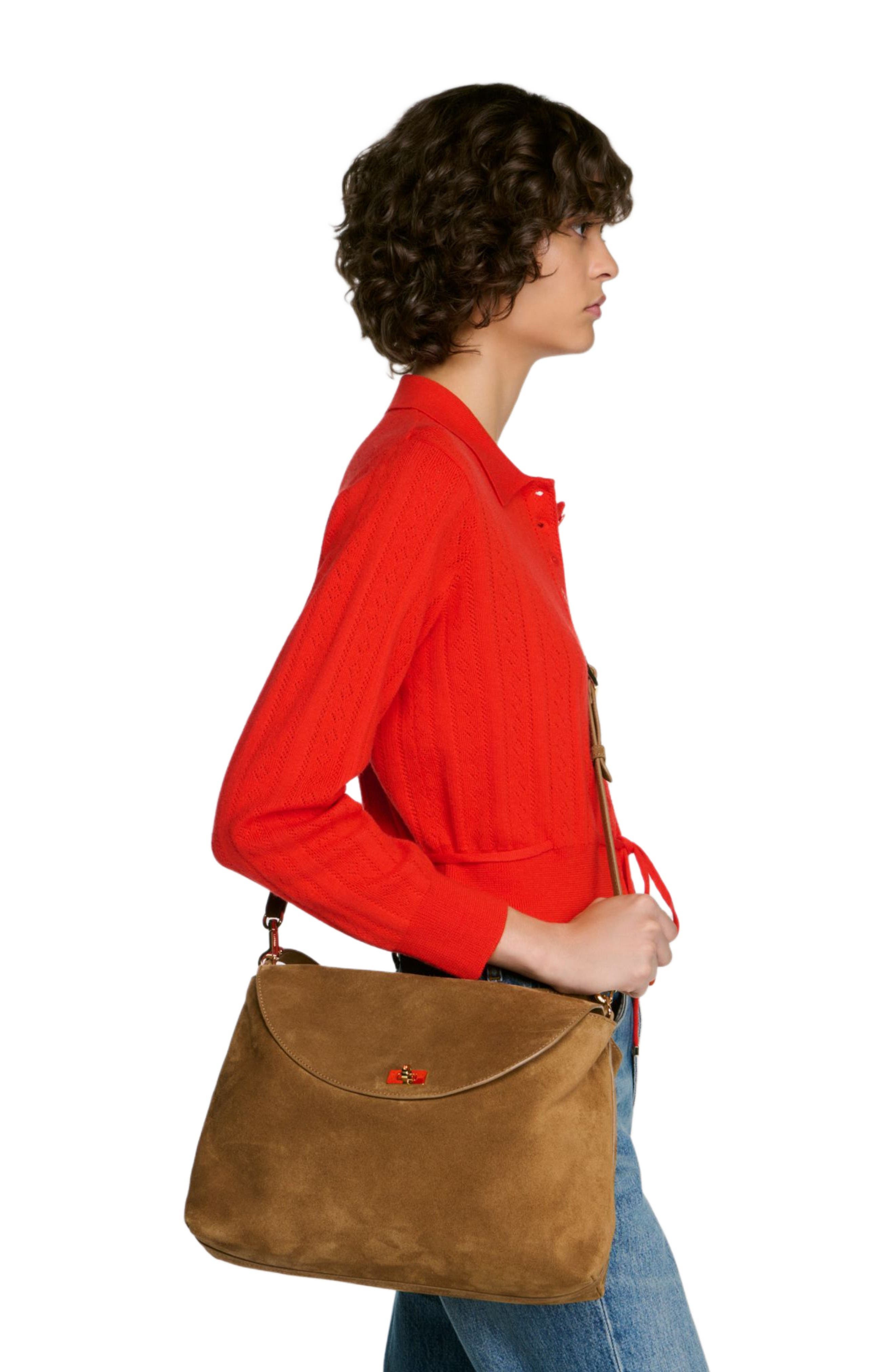 LE GRAND BAZAAR suede bag, Alternate, color, Beige