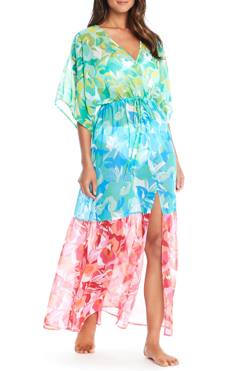 BLEU by Rod Beattie Floral Print Cover-Up Maxi Dress, Alternate, color, 