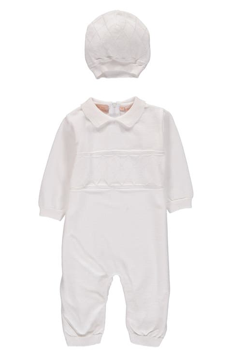 Elegant Christening Romper & Hat Set (Baby)