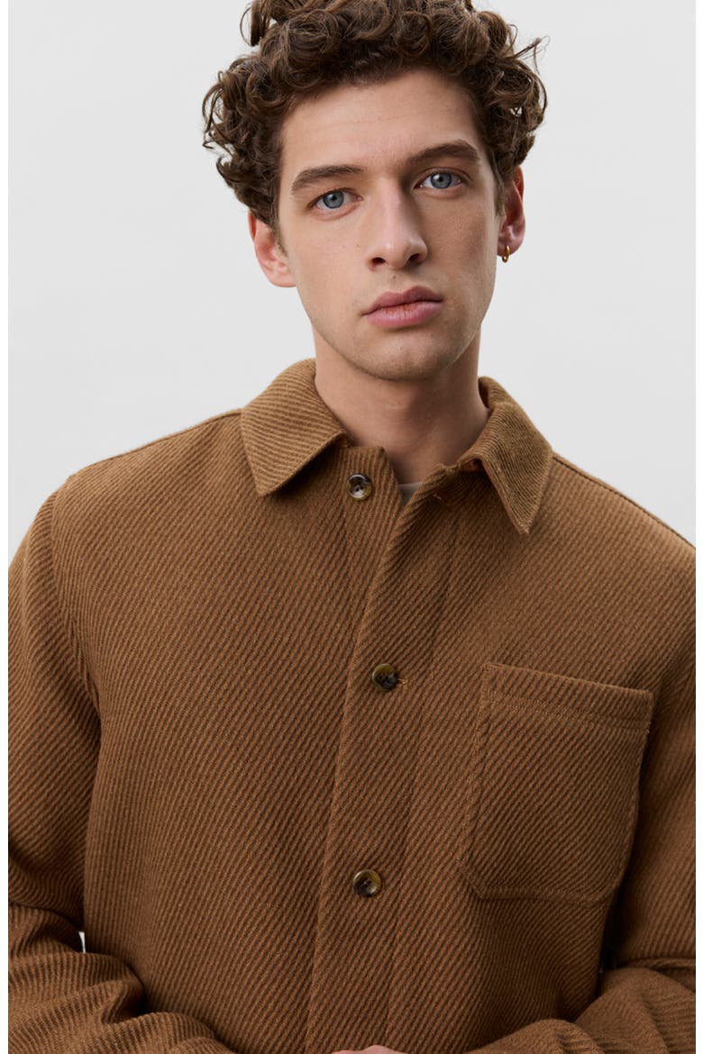Twill Overshirt, Alternate, color, RUBBER BROWN