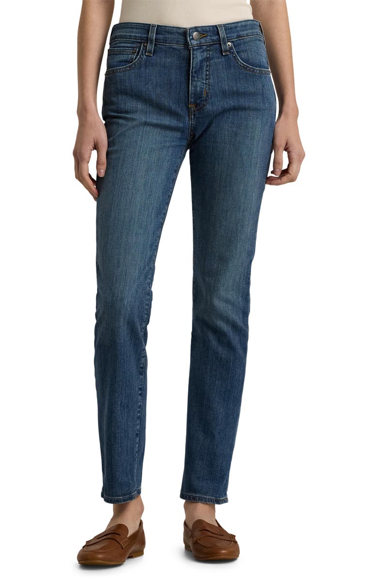 Lauren Ralph Lauren Mid Rise Straight Leg Jeans, Main, color, Ocean Blue Wash Denim
