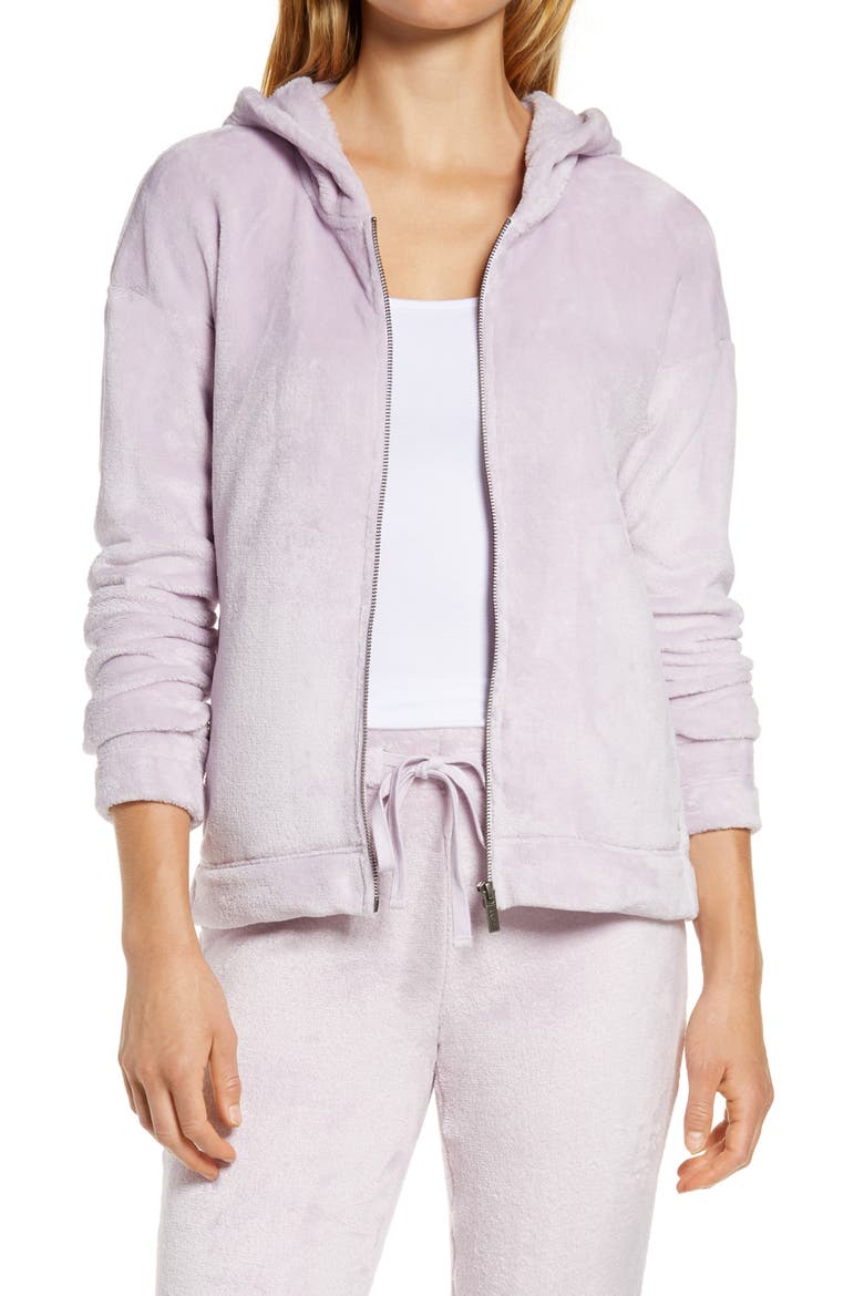 Tasha Double Face Fleece Zip Hoodie, Main, color, LILAC FROST