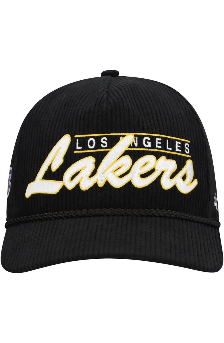 '47 Men's '47  Black Los Angeles Lakers Double Header Sidepatch Cord Hitch Adjustable Hat, Alternate, color, Black