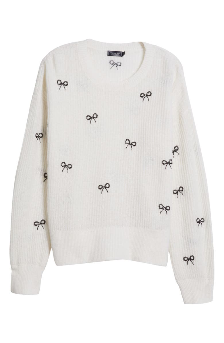 vineyard vines Bow Embellished Alpaca Blend Crewneck Sweater, Alternate, color,