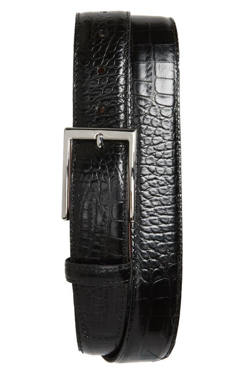 Gator Grain Embossed Leather Belt
