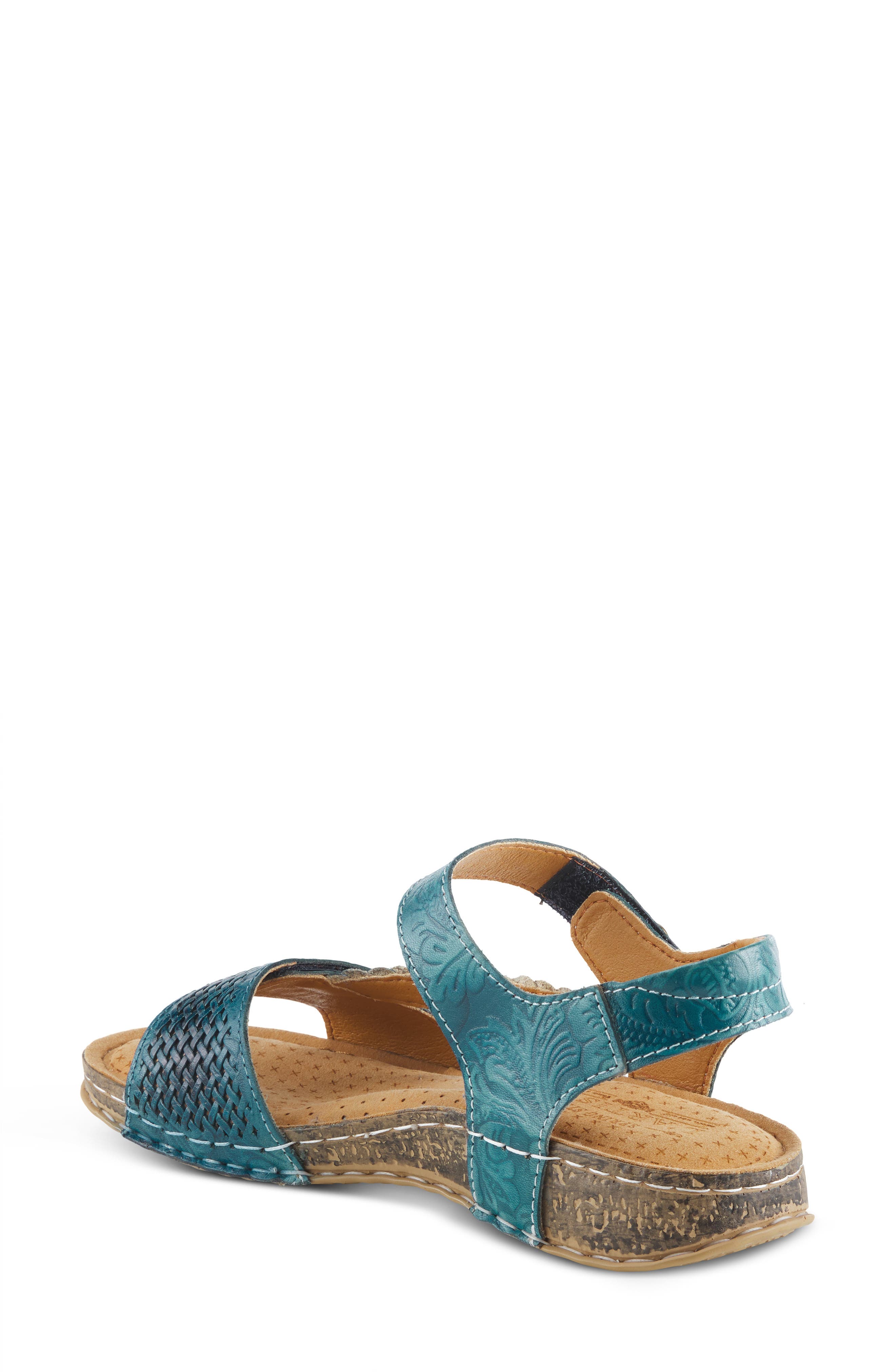 L'Artiste by Spring Step Popular Asymmetric Ankle Strap Sandal, Alternate, color, Blue