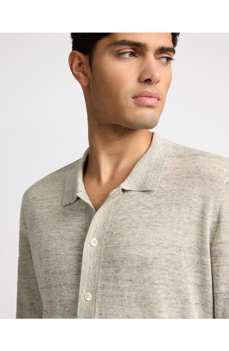 Onia Linen Long Sleeve Sweater Polo, Alternate, color,