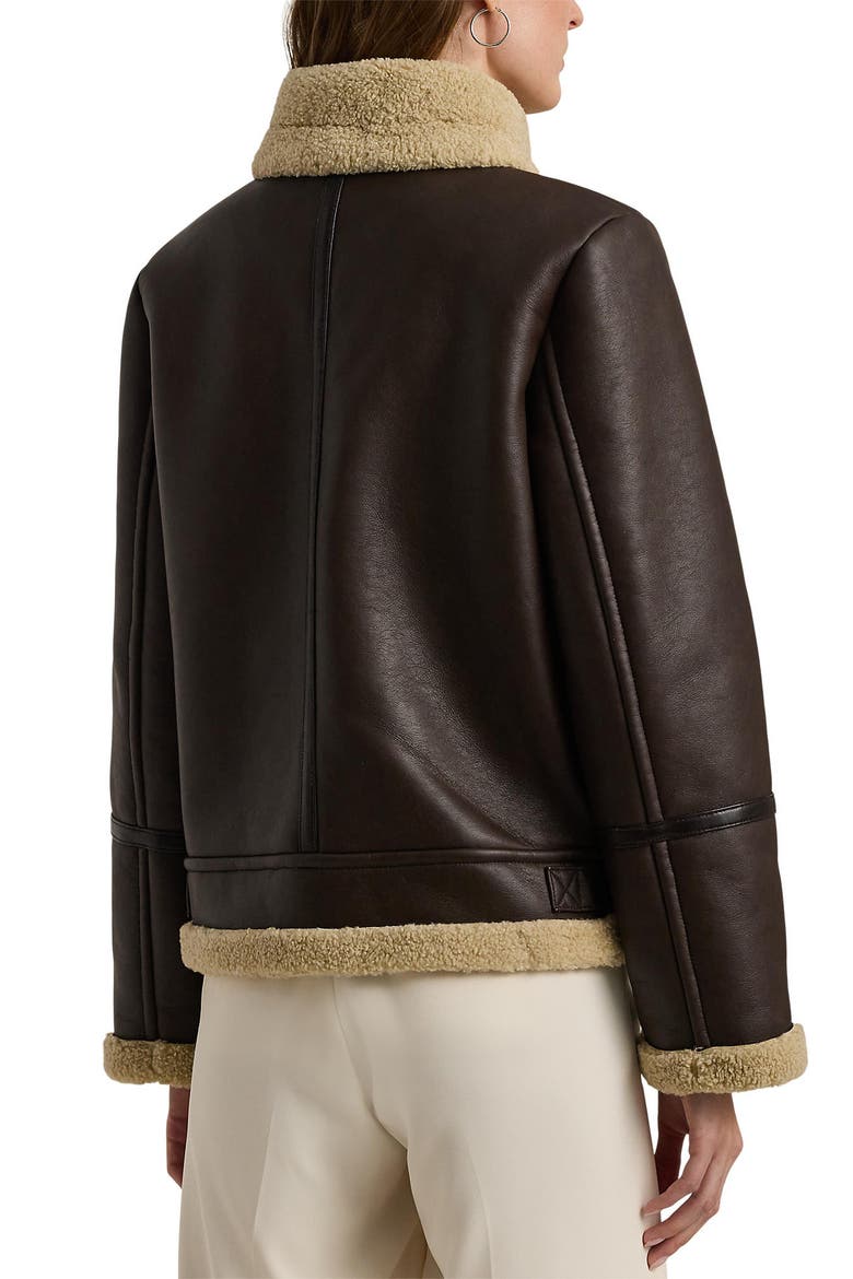 Faux Leather & Faux Shearling Bomber Jacket, Alternate, color, CIRCUIT BROWN